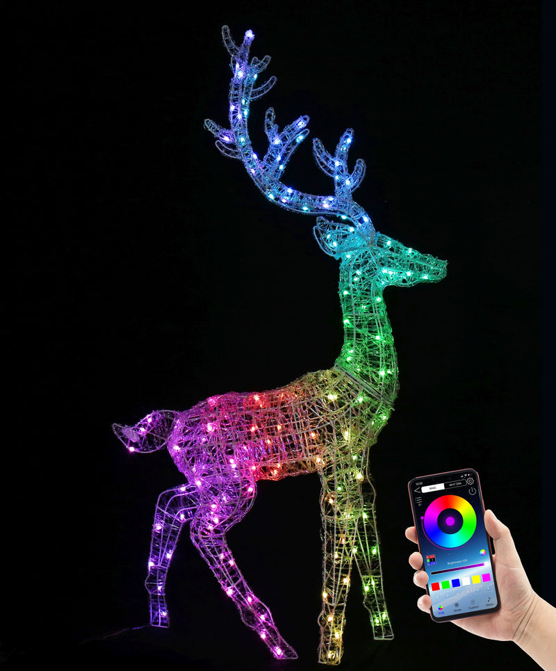 140cm APP LED LIGHTSHOW ACRYLIC REINDEER