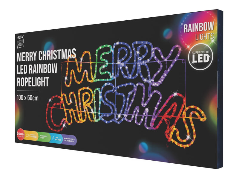 LED R/LIGHT RAINBOW MERRY CHRISTMAS SIGN