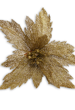 50cm LACE LEAF POINSETTIA - GOLD