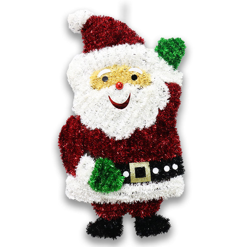 TINSEL WAVING SANTA PLAQUE