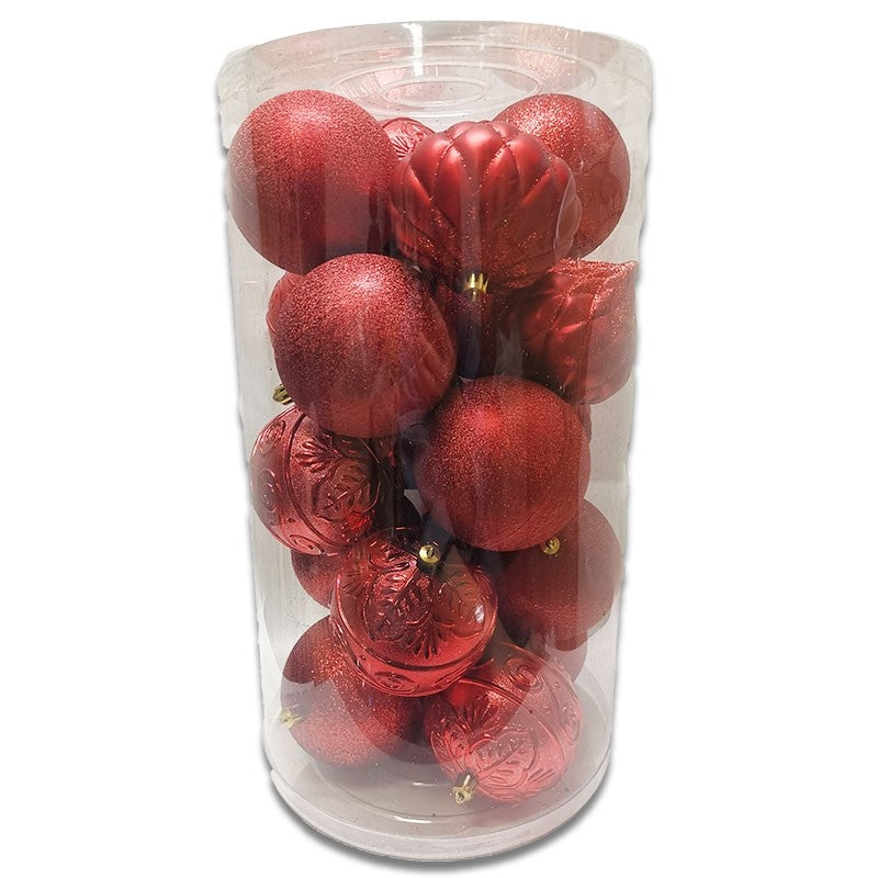 100mm x 20pc DELUXE BAUBLE BARREL - RED