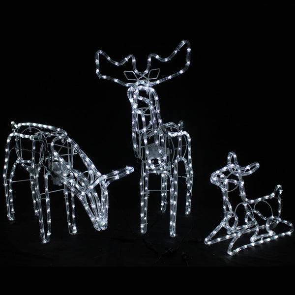 3pc ANIMATED DEER FAMILY - COOL WHITE